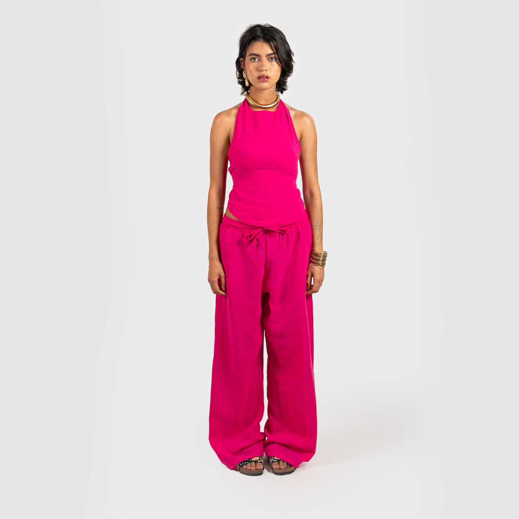 Blush Aura Wide Linen Pants