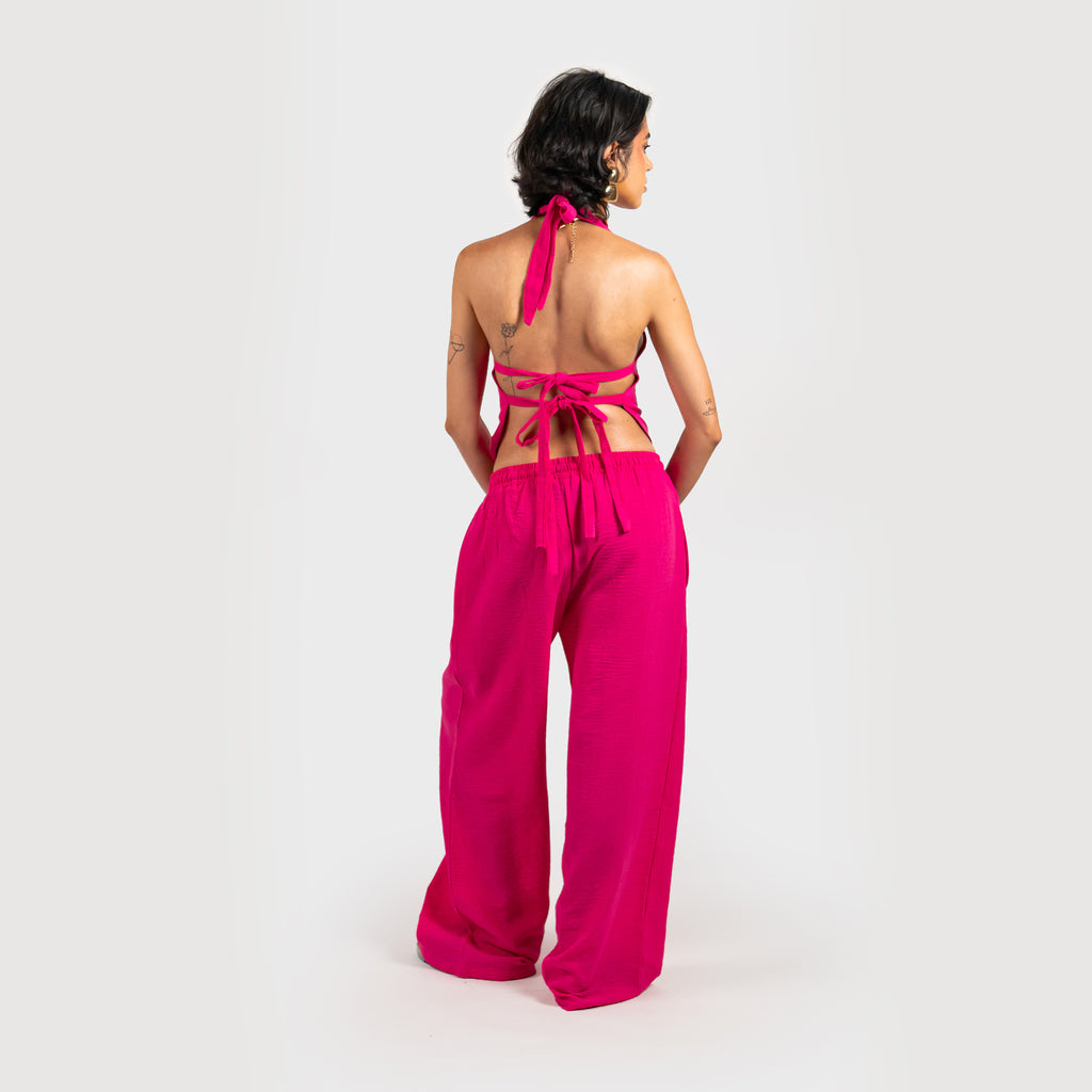 Blush Aura Wide Linen Pants