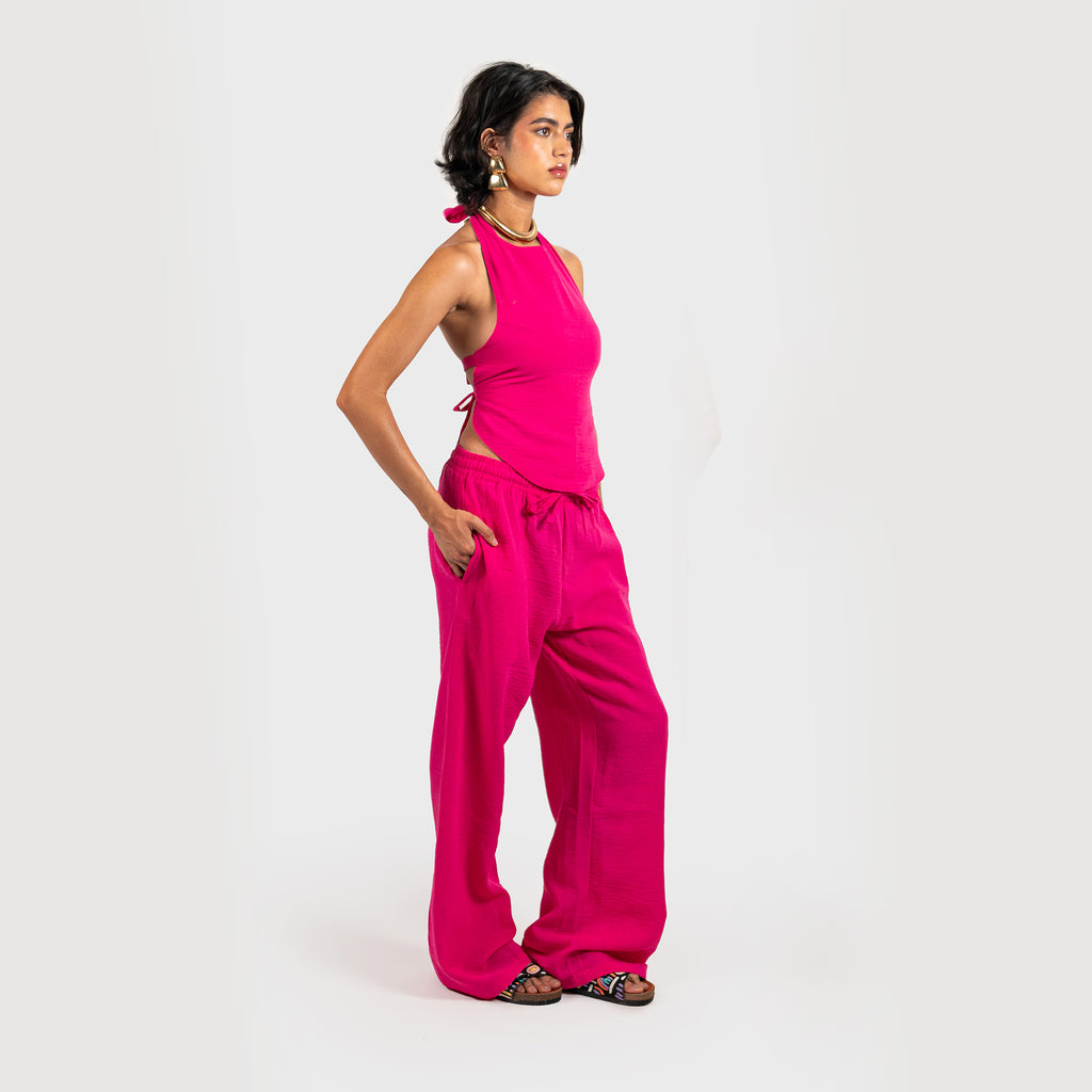 Blush Aura Wide Linen Pants