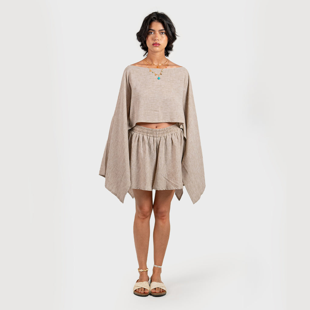 Desert Light Flowy Off-Shoulder Blouse